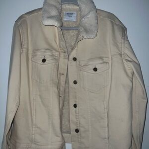 Old Navy Cream Sherpa-Lined Jacket - Boyfriend Style, M